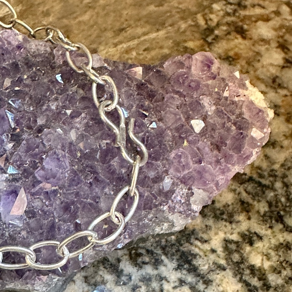 Huge Silver Pink Quartzite Stone Necklace - Picture 8 of 8